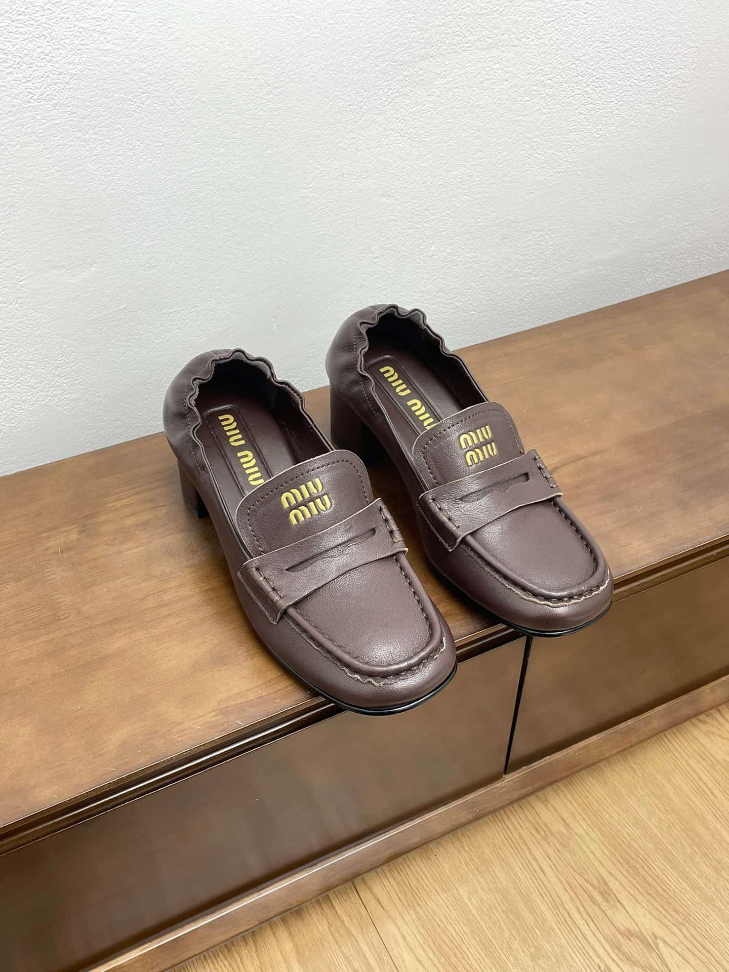 Miu Miu Ruches Nappa Leather Loafers Shoes Women