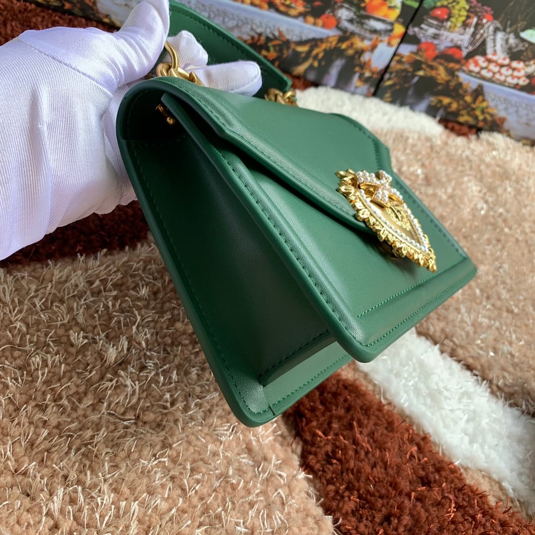 Dolce & Gabbana Small Devotion bag in smooth calfskin in Green High