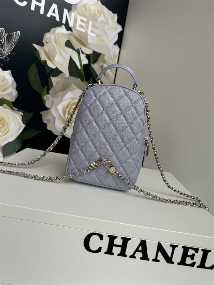 Chanel Mini Backpack Grained Calfskin Gold-Tone Metal AP3753 Purple Pale A