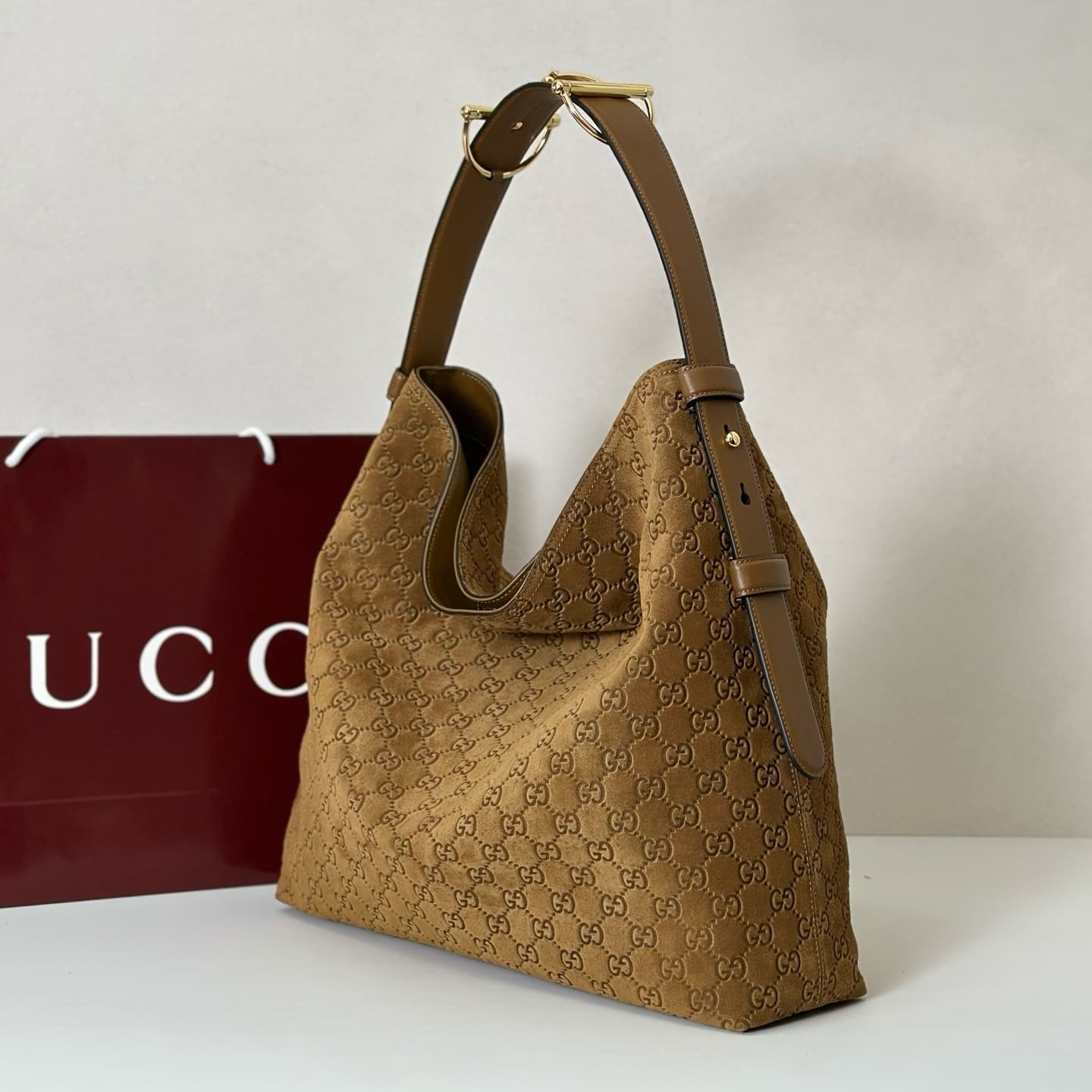 Gucci Beatrix large tote bag 850546 Brown GG Suede High