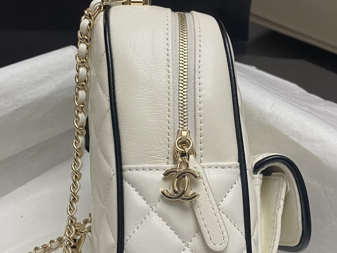 Chanel Mini Backpack Lambskin & Gold-Tone Metal AP3753 White A