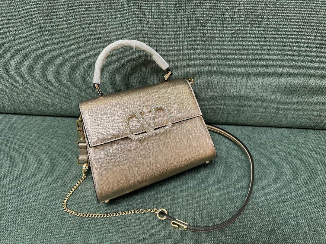 Valentino Garavani Vsling Mini Handbag In Grainy Calfskin With Jewel Logo High