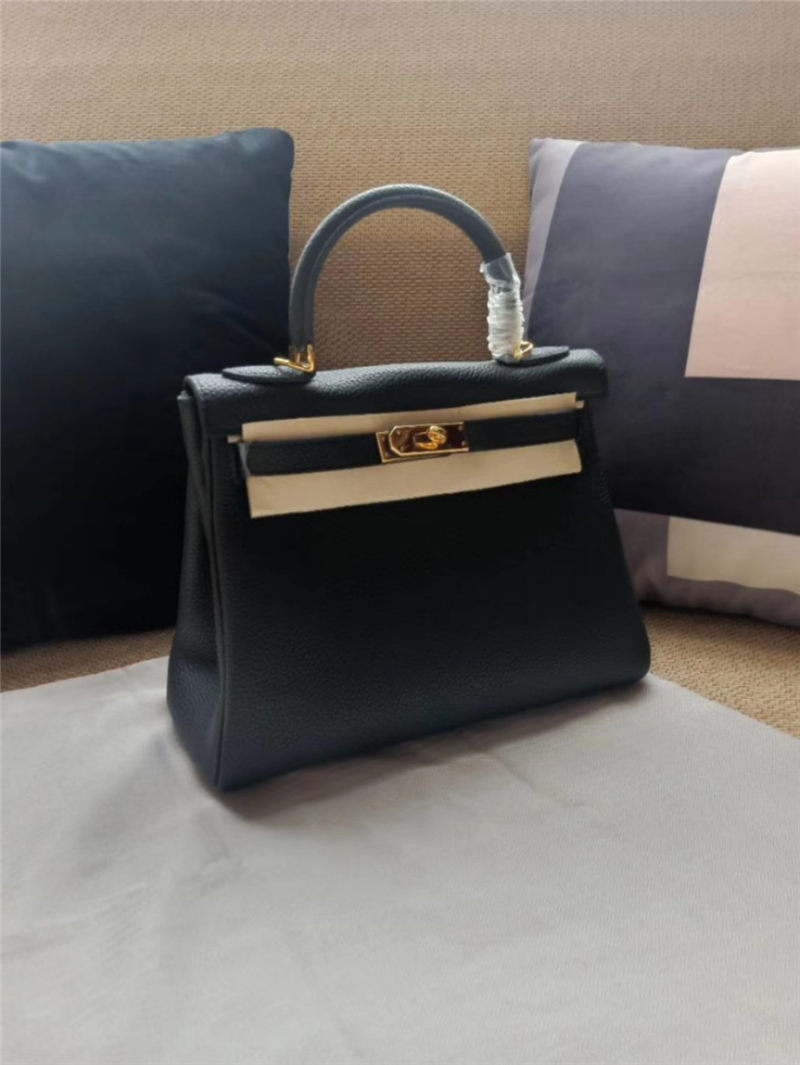 Hermes Kelly 25/28 Retourne Bag Calfskin In Black High