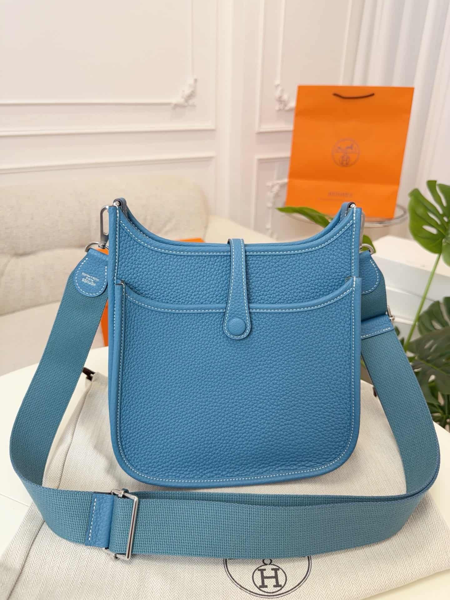 Hermes Evelyne Mini 23 Bag Calfskin In Denim Fonce WAX High