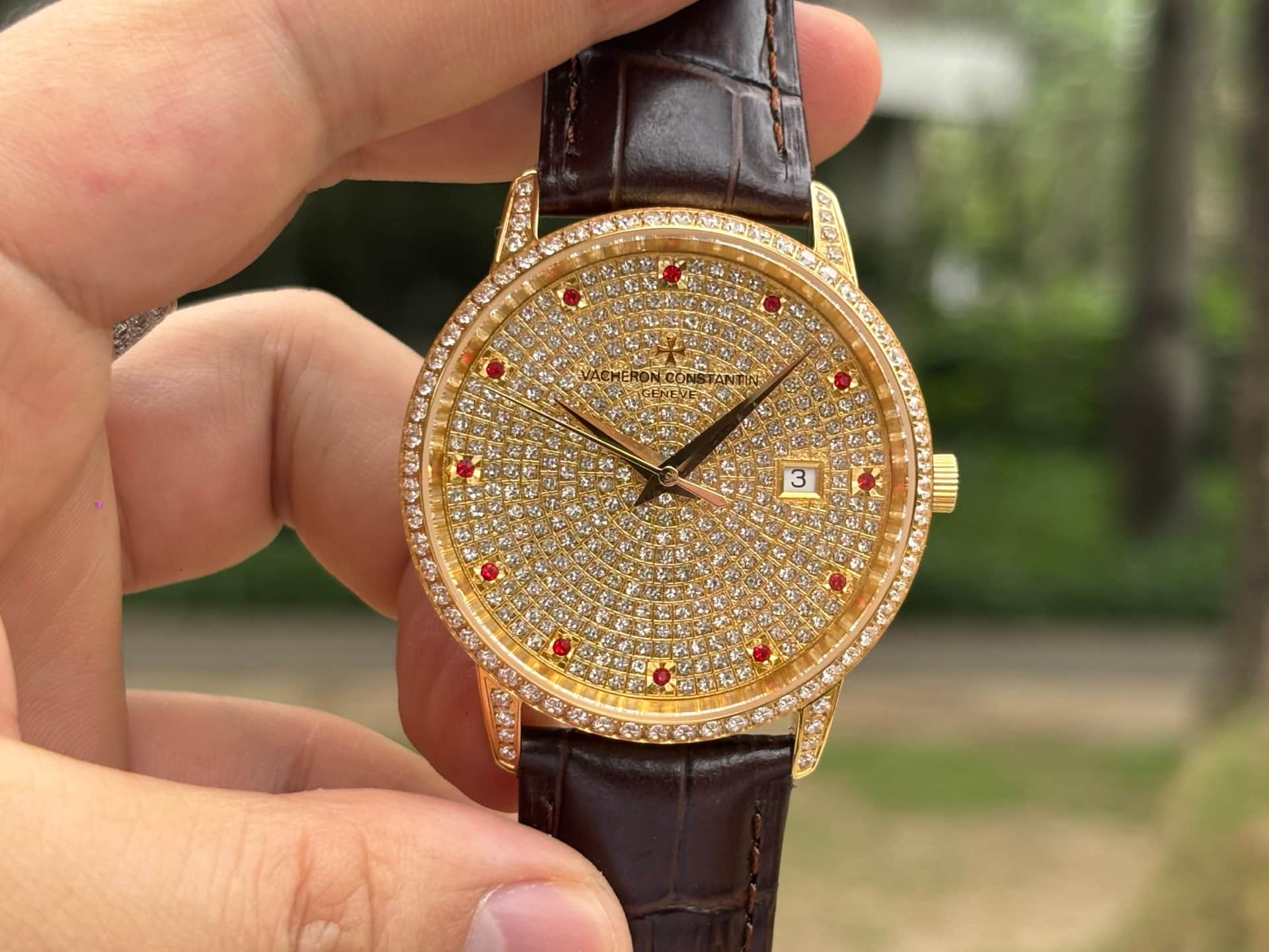 Vacheron Constantin Patrimony Watch with Pavé Diamond Dial Set TOP