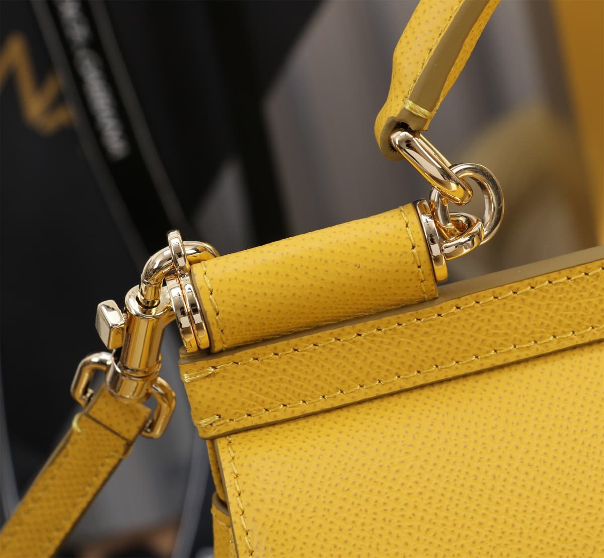 Dolce & Gabbana Miss Sicily top handle bag calfskin leather Yellow High