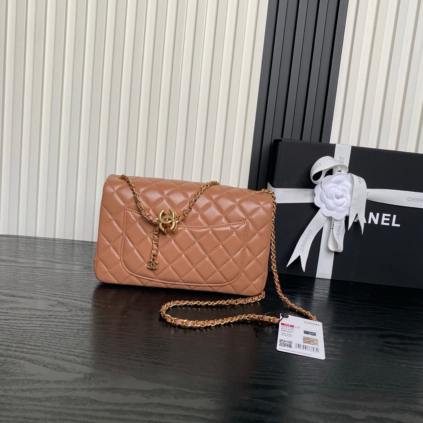 Chanel Classic Flap Bag Lambskin & Gold-Tone Metal AS5756 Tan High