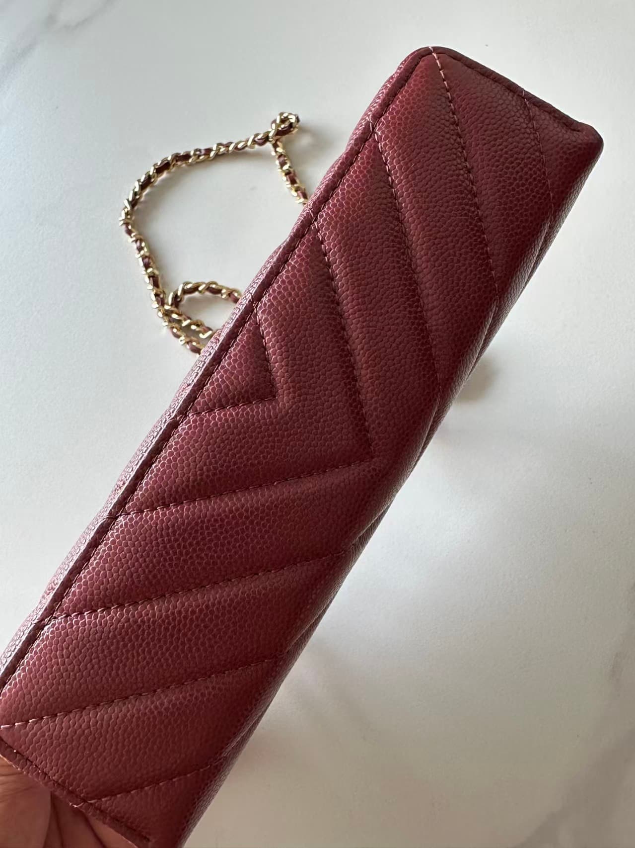 Chanel Vanity with Chain Grained Shiny Calfskin & Gold-Tone Metal Dark Burgundy AP5212 A