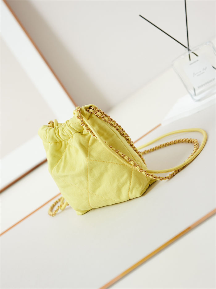 Chanel 22 MINI HANDBAG Canvas & Gold-Tone Metal Yellow AS3980 A
