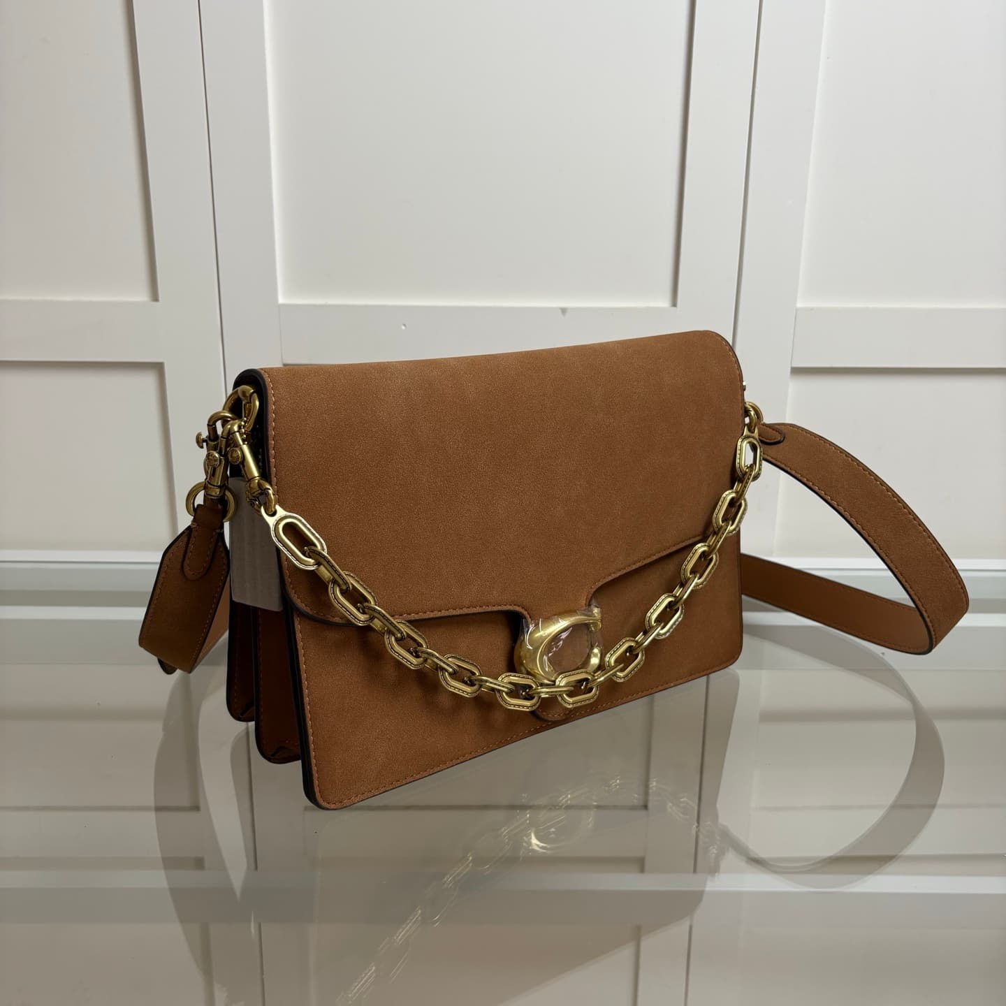 Coach Medium Chain Tabby Shoulder Bag  Brown Suede High