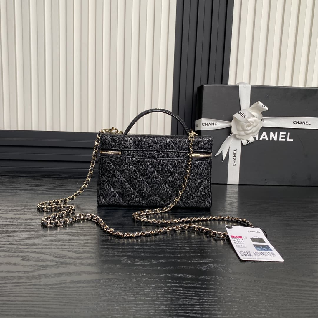 Chanel VANITY WITH CHAIN AP4407 Grained Calfskin & Gold-Tone Metal Black High