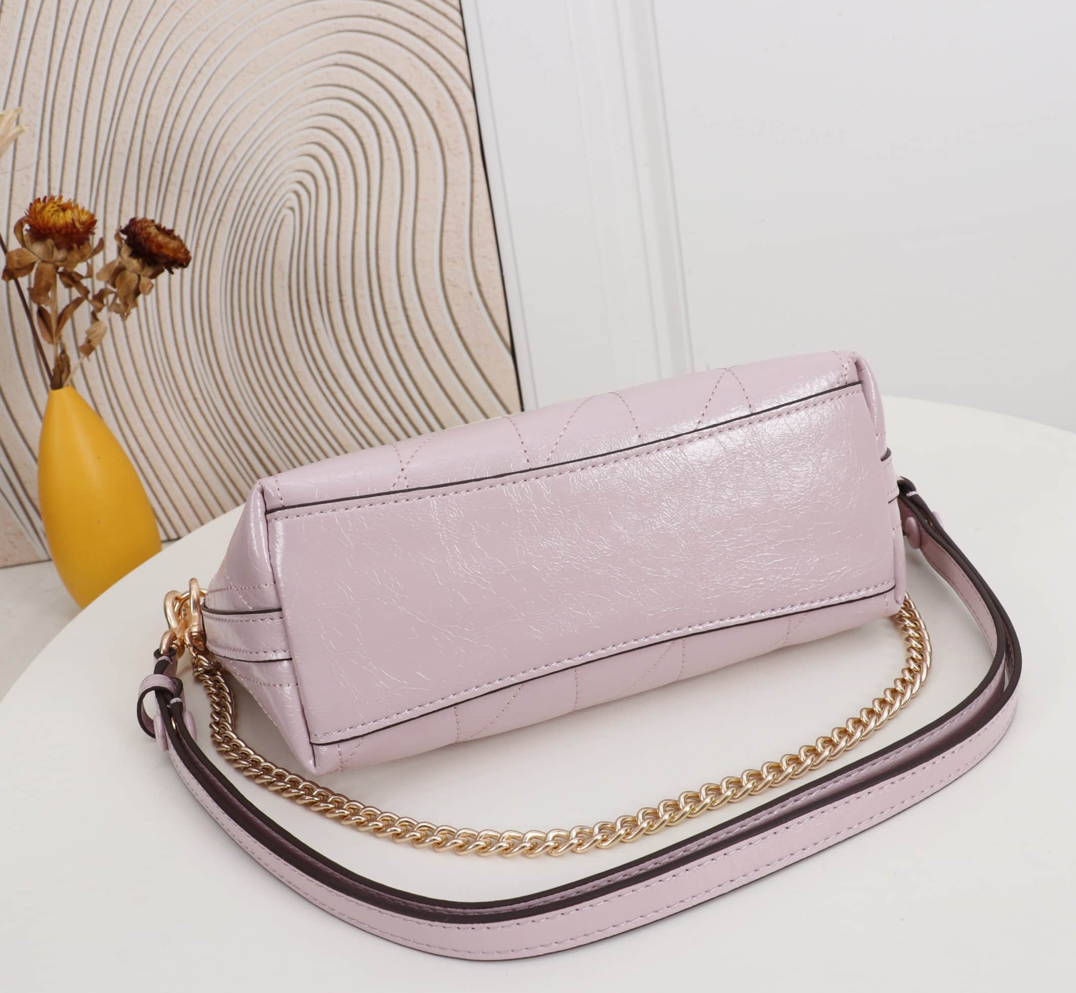 Coach Caitlin Shoulder Bag With Quilting Glazed leather/Gold/Carnation High
