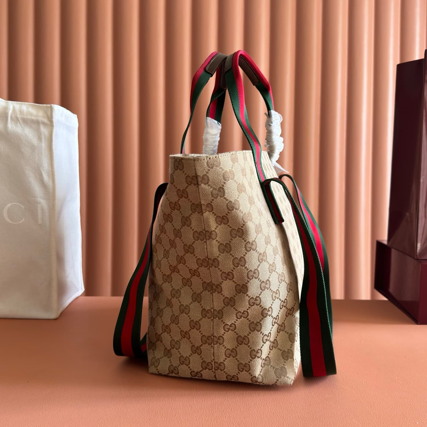 Gucci GG small tote bag Sand and dark brown GG canvas ‎875941 High
