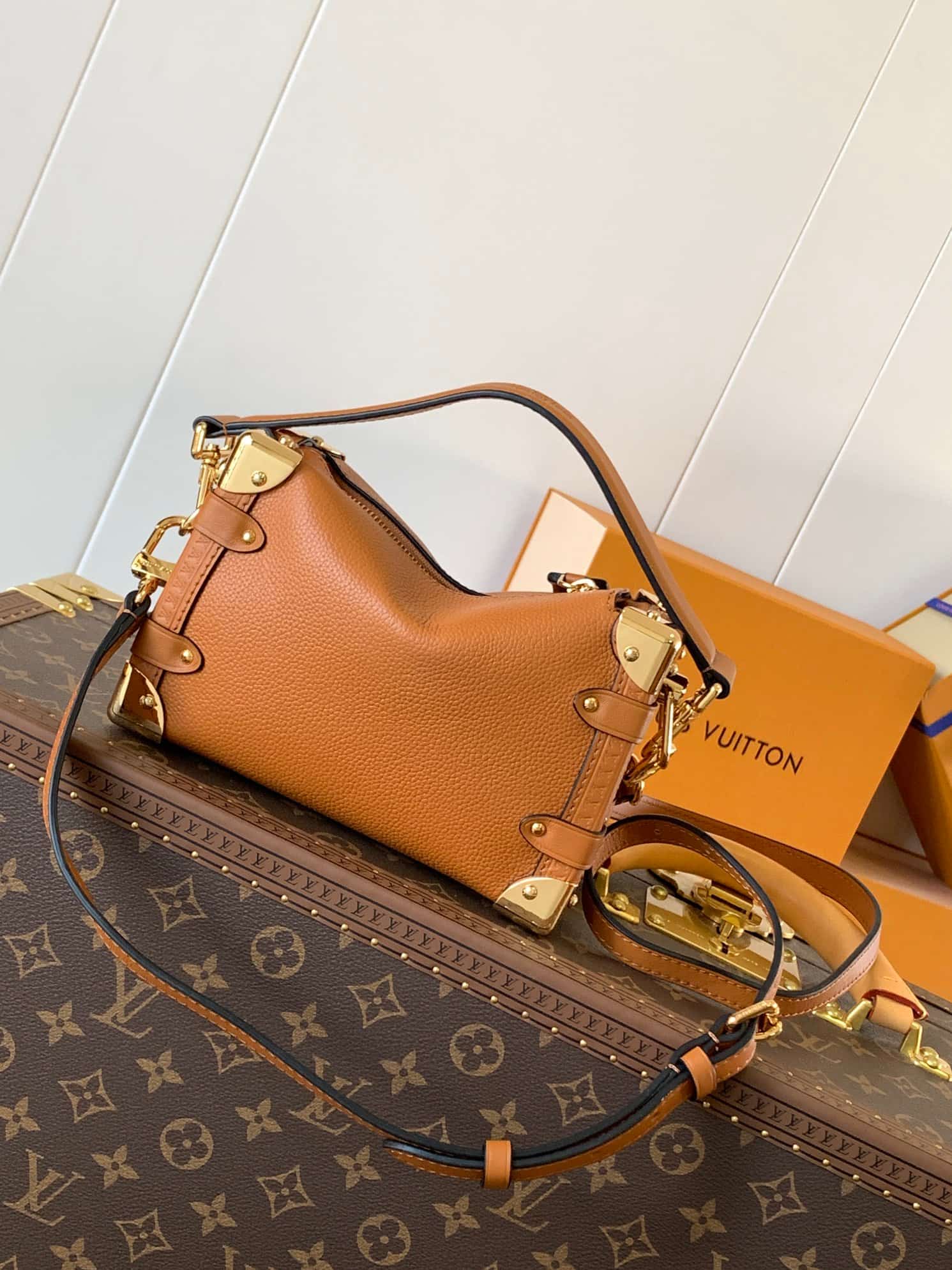 Louis Vuitton Side Trunk PM Tan Calfskin M23818 High