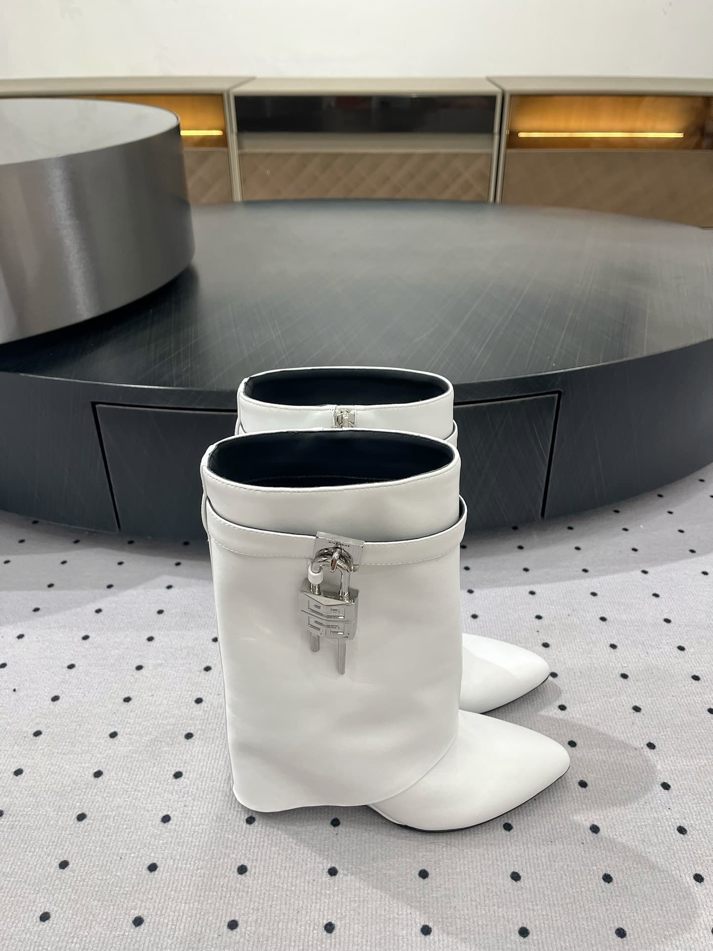 Givenchy Calfskin Shark Lock Ankle Boots Shoes Women