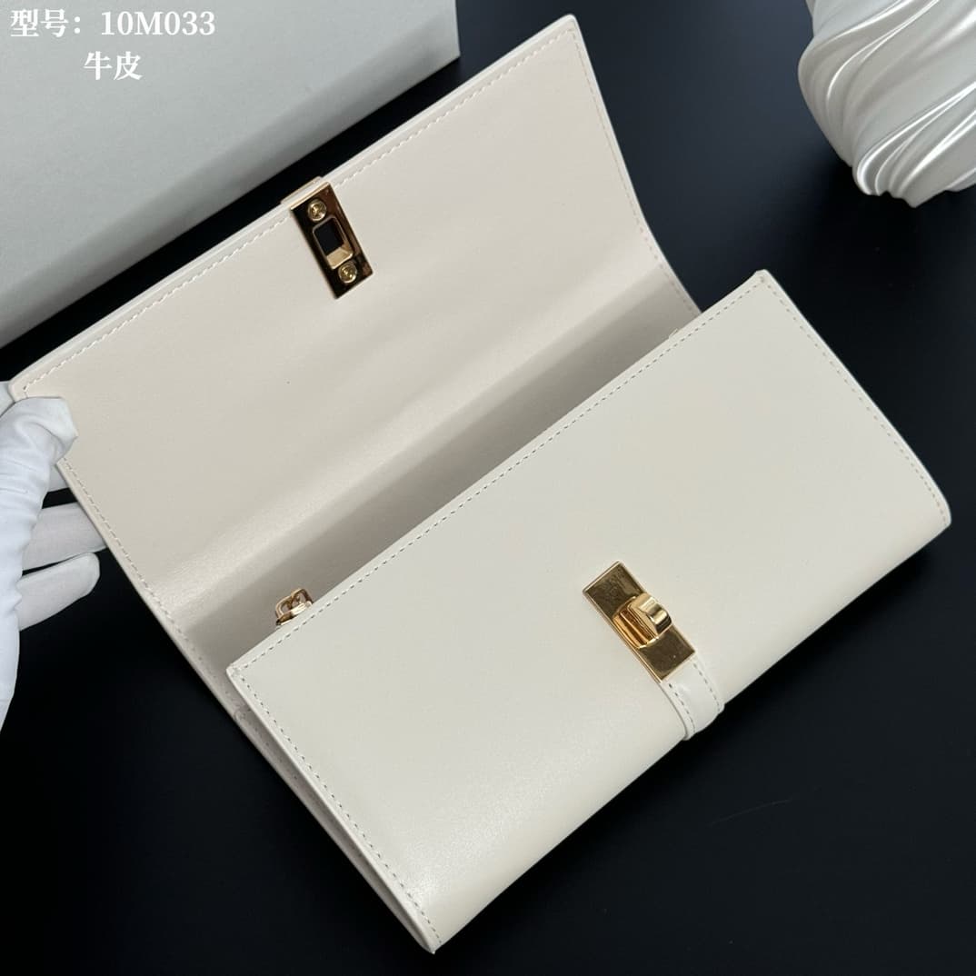 Celine Wallet 16 in White satinated calfskin leather 10M033 High
