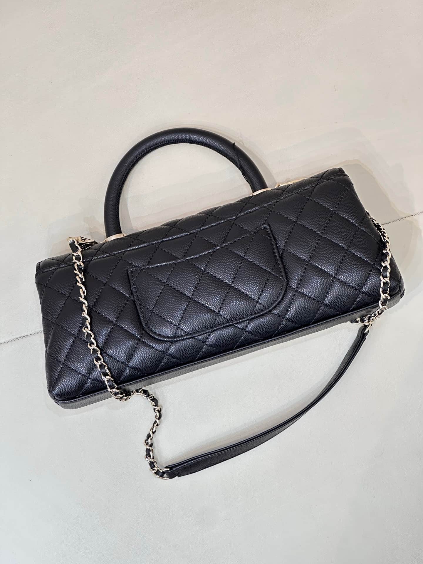 Chanel Maxi Flap Bag with Top Handle Grained Calfskin& Gold-Tone Metal AS6091 Black TOP