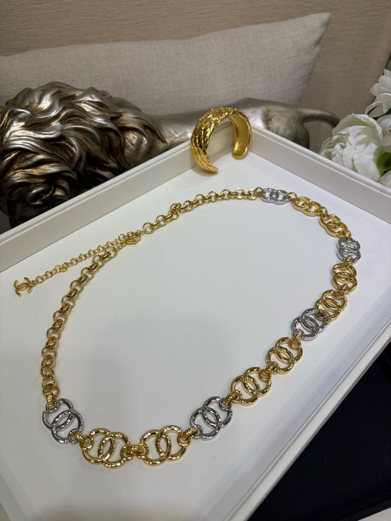 Chanel Chain Belt Gold & Silver Metal High