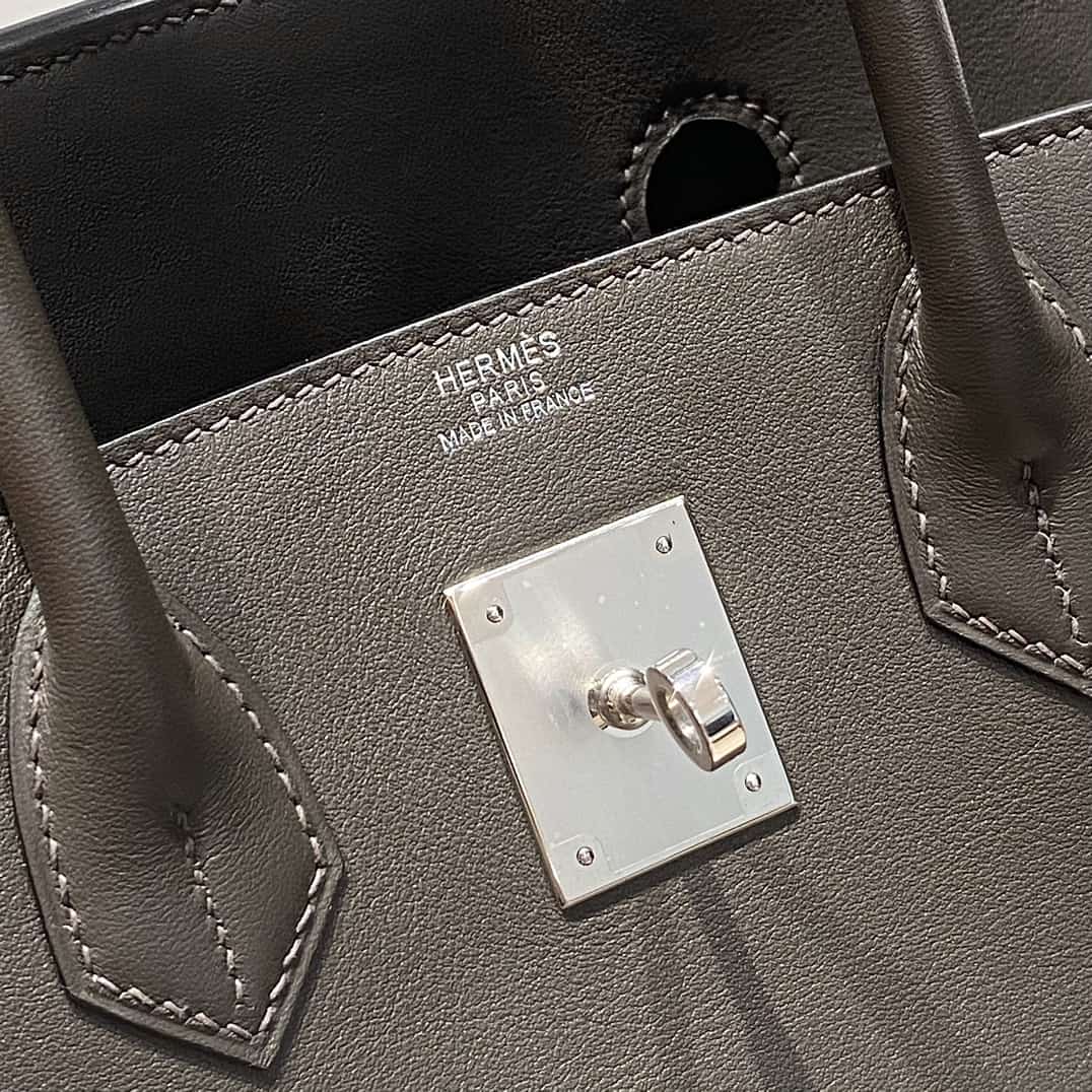 Hermes Shoulder Birkin 29 Swift leather Silver Metal WAX High