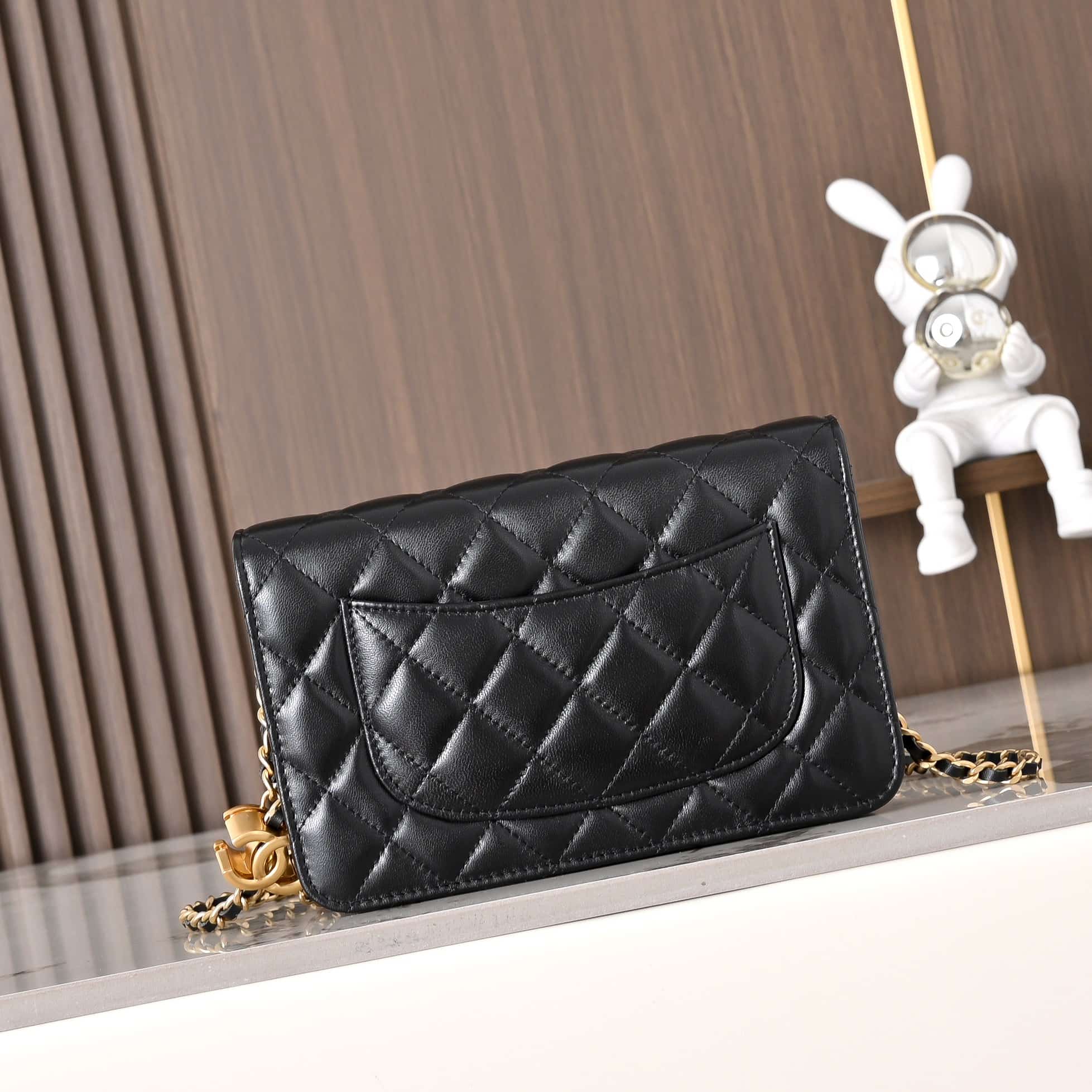 Chanel Wallet on Chain Quilted Leather  & Gold-Tone Metal Black AP3938 High