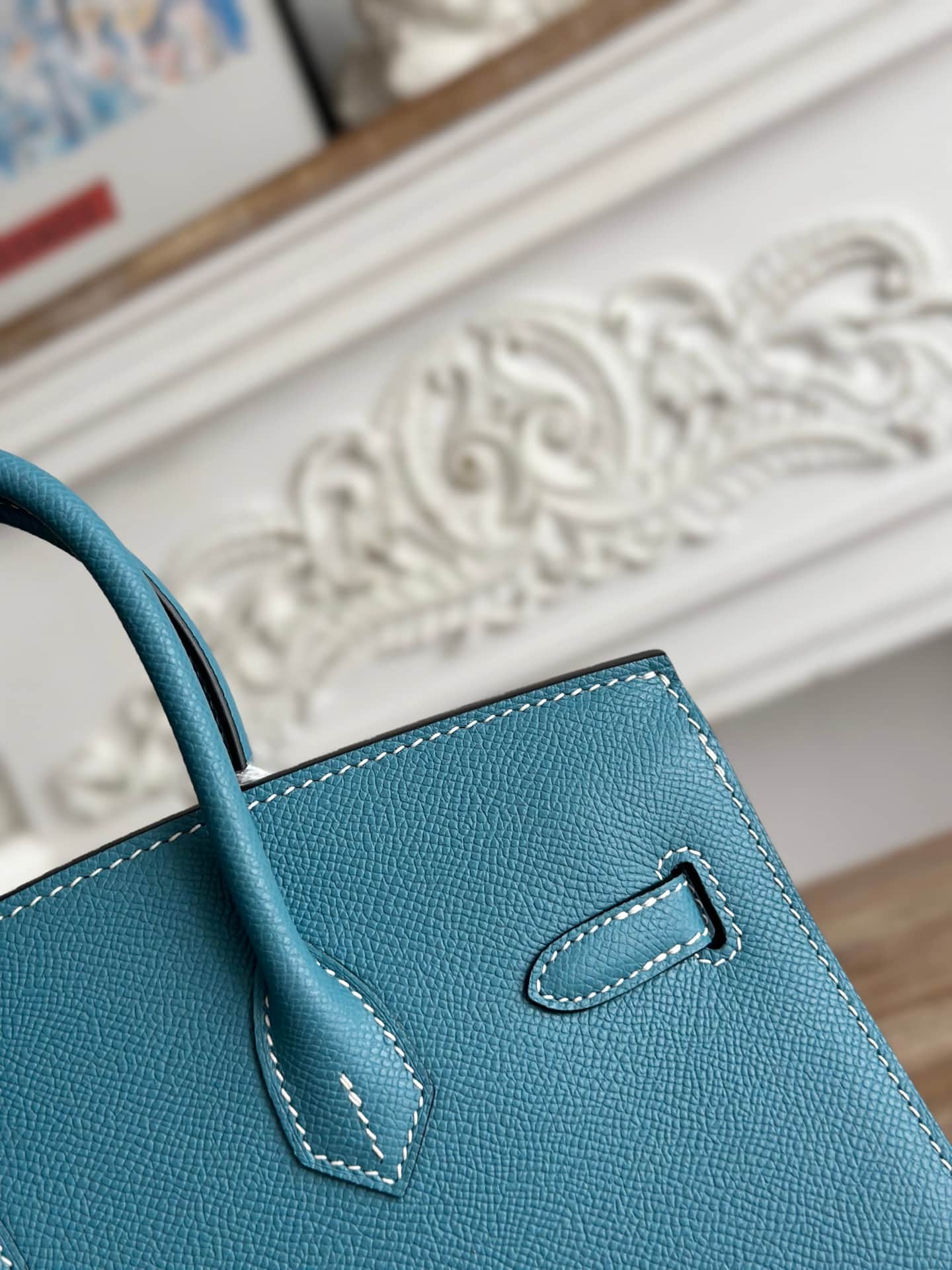 Hermes Birkin Sellier Bag 25/30cm Epsom Leather WAX Bleu Jean Gold-Metal High