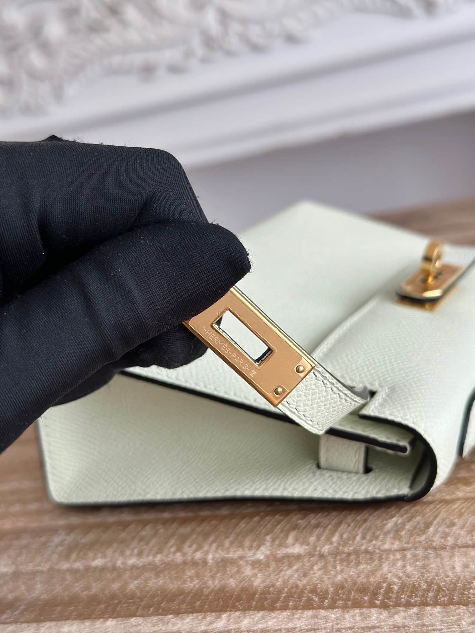 Hermes Kelly Mini II Bag Epsom Leather WAX Vert Fizz High