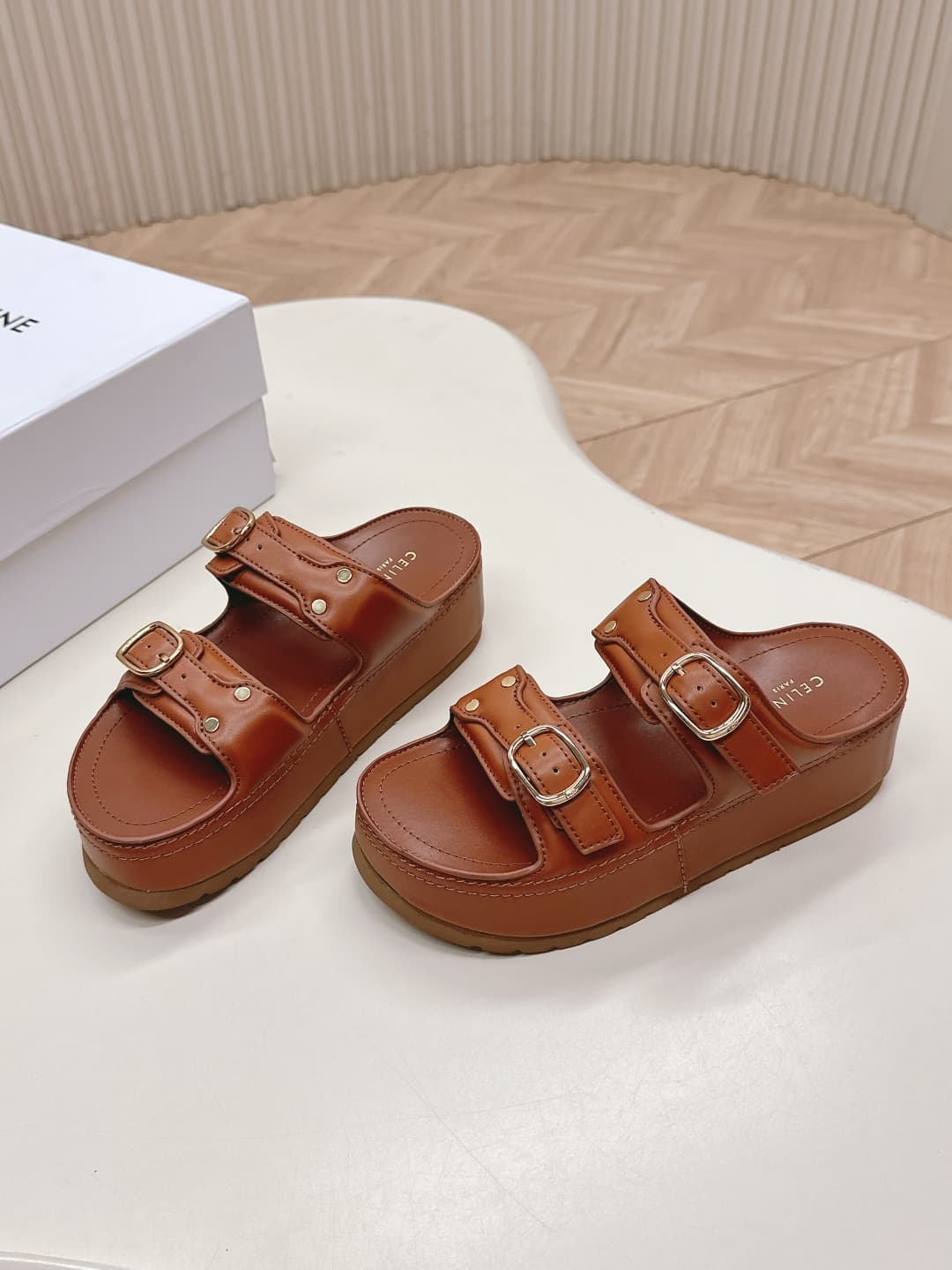 Celine Polly Wedge Mule Shoes Women
