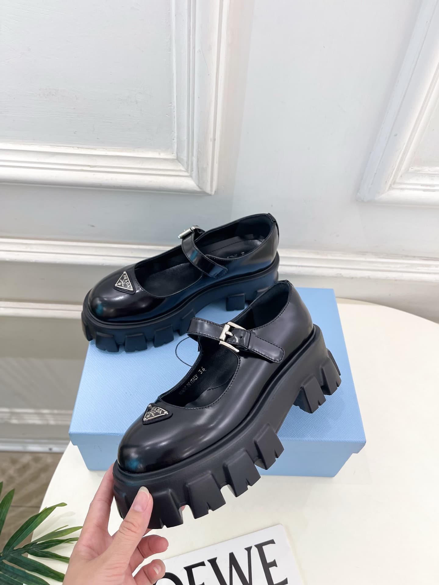 Prada Brushed leather Monolith Mary Janes