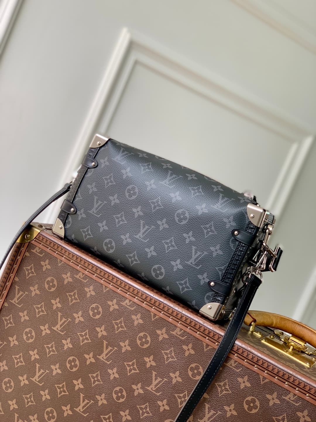 Louis Vuitton Side Trunk MM East West Monogram Eclipse M26226 High