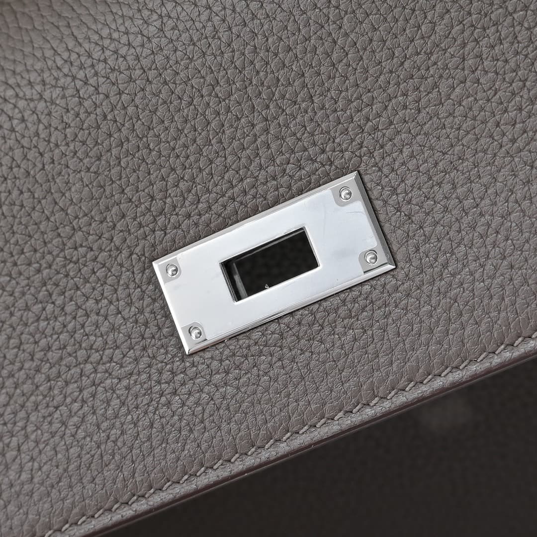 Hermes Kelly depeches Togo 36 briefcase In Grey CalfskIn WAX High