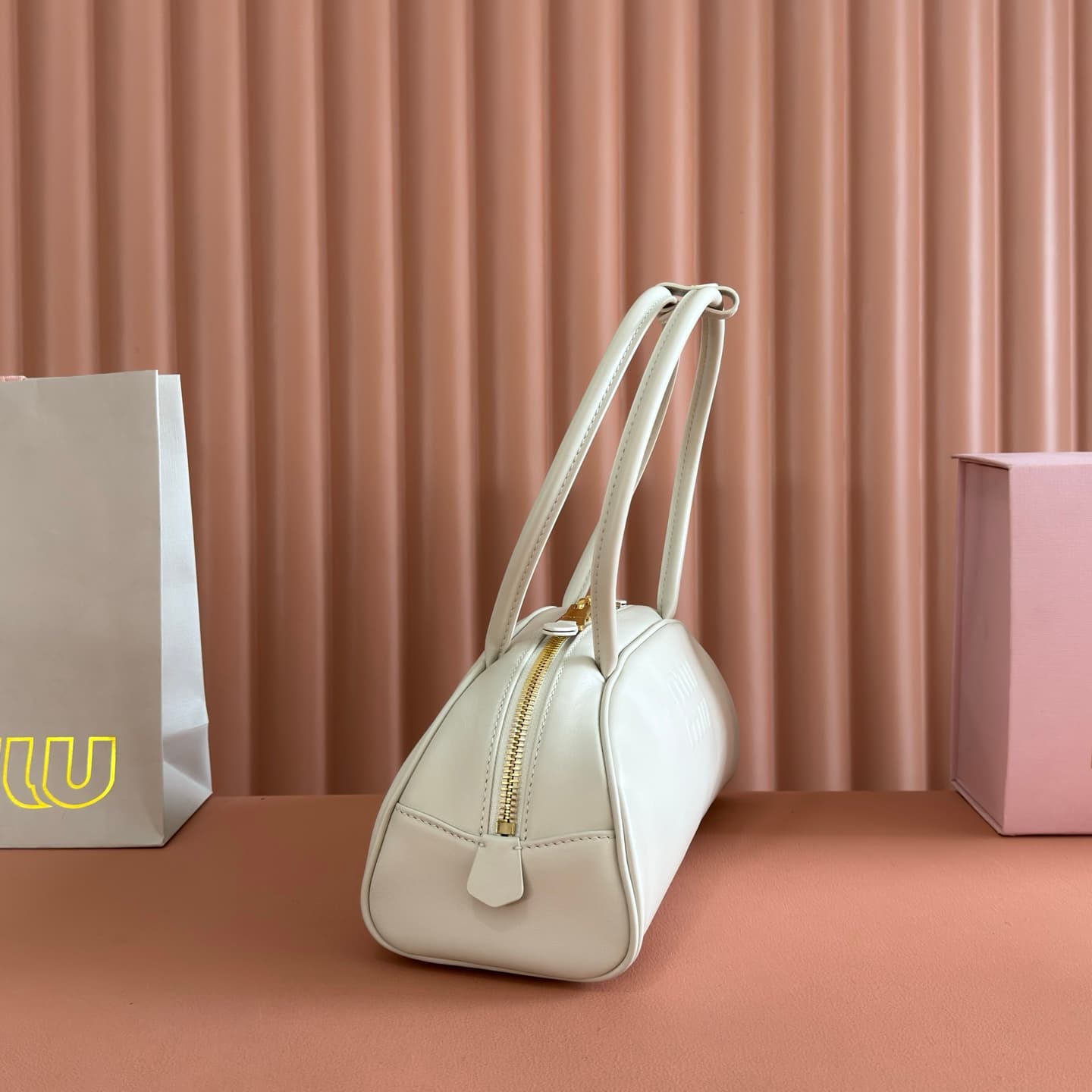Miu Miu Chalk White Beau Leather Bag 5BB193 TOP