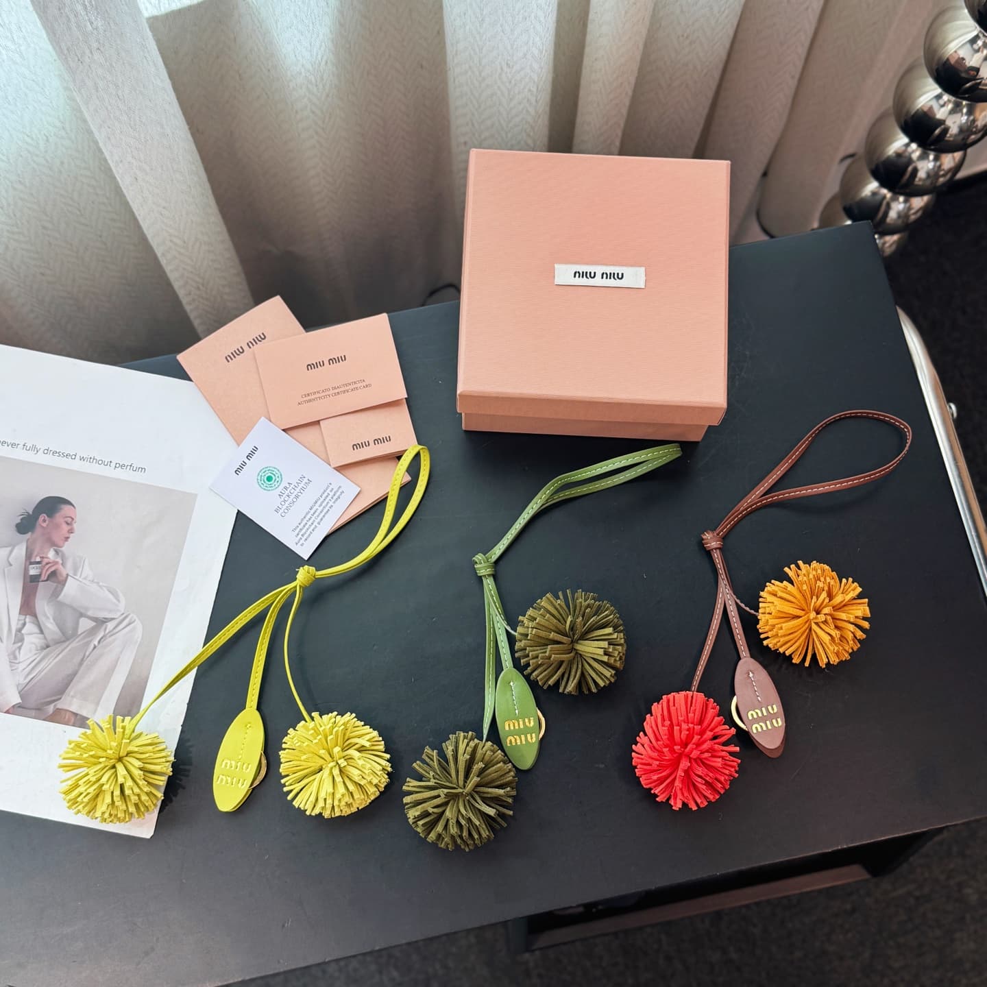 Miu Miu Cognac/ochre/orange Leather Trick Bag Charm