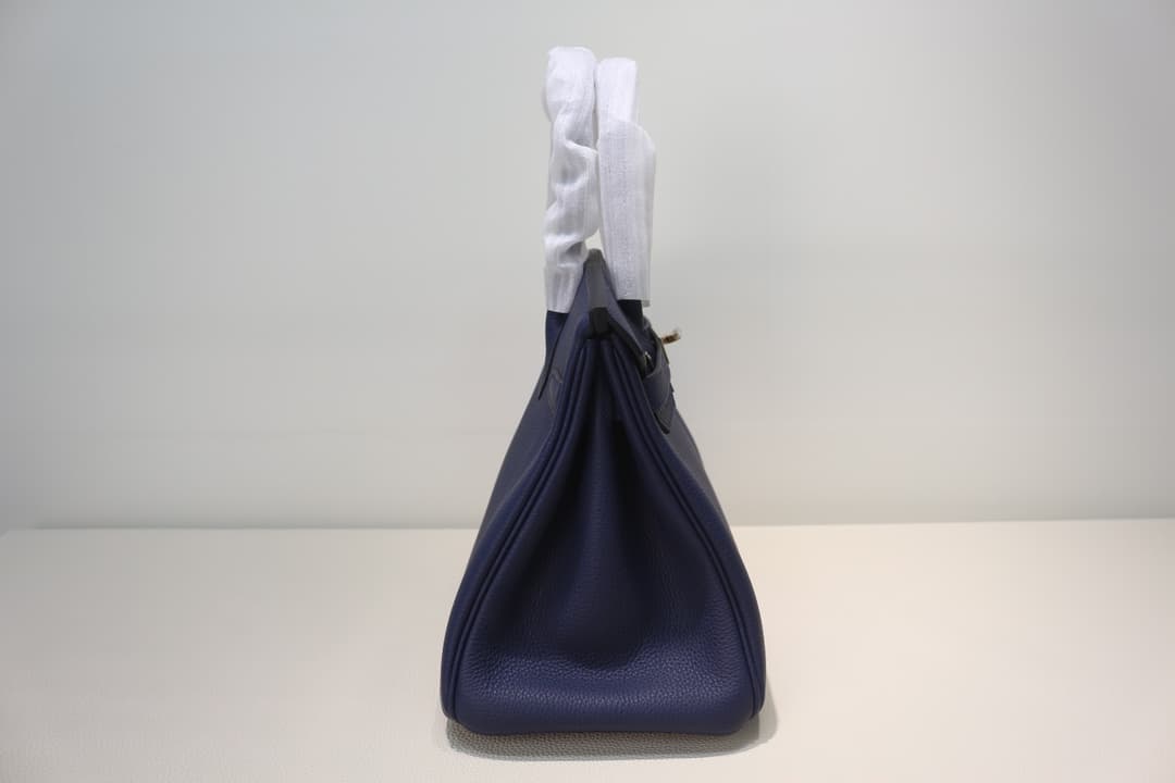 Hermes Birkin 25/30/35cm Bag Togo Leather In Blue Saphir WAX High