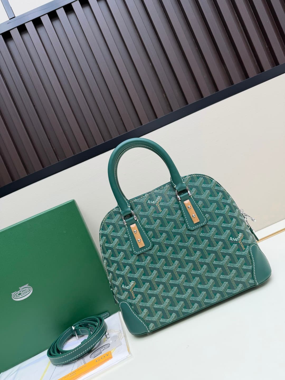 Goyard Vendôme mini bag in Goyardine coated canvas green high