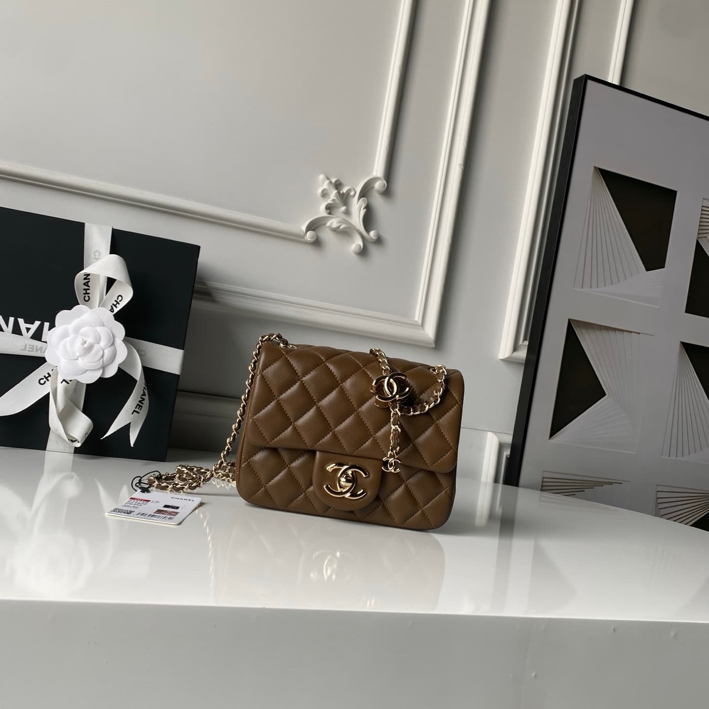 Chanel Mini Classic Flap Bag Lambskin & Gold-Tone Metal AS5758 Dark Brown High