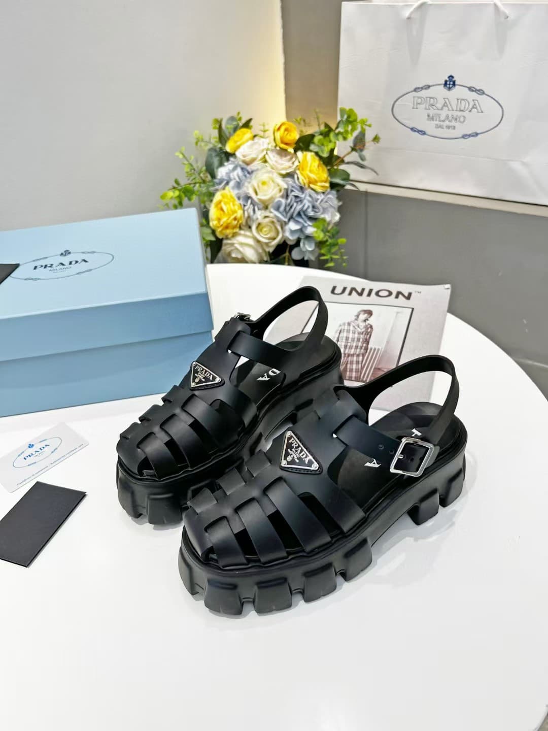 Prada Monolith Rubber Sandals