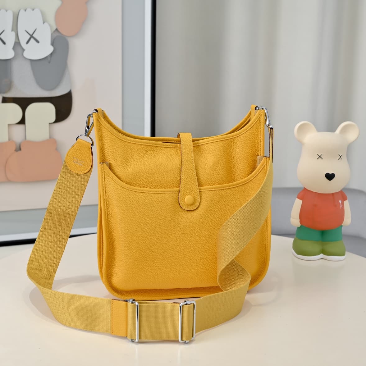 Hermes Evelyne III PM Bag Clemence Leather In Yellow High