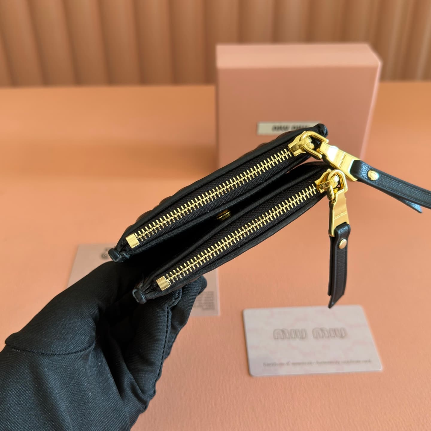 Miu Miu Begonia Black Matelassé Nappa Leather Wallet 5MV017 TOP