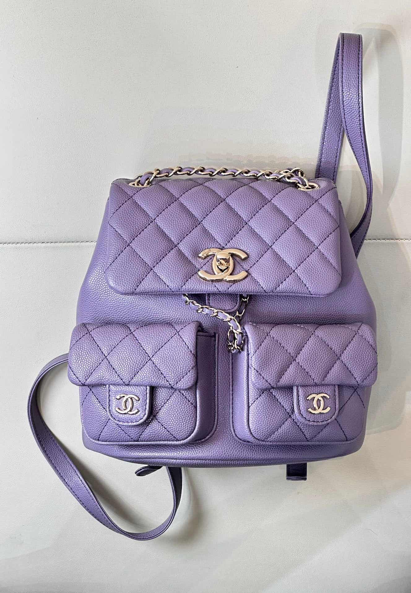 Chanel BACKPACK AS3860 Grained Shiny Calfskin & Gold-Tone Metal Purple TOP