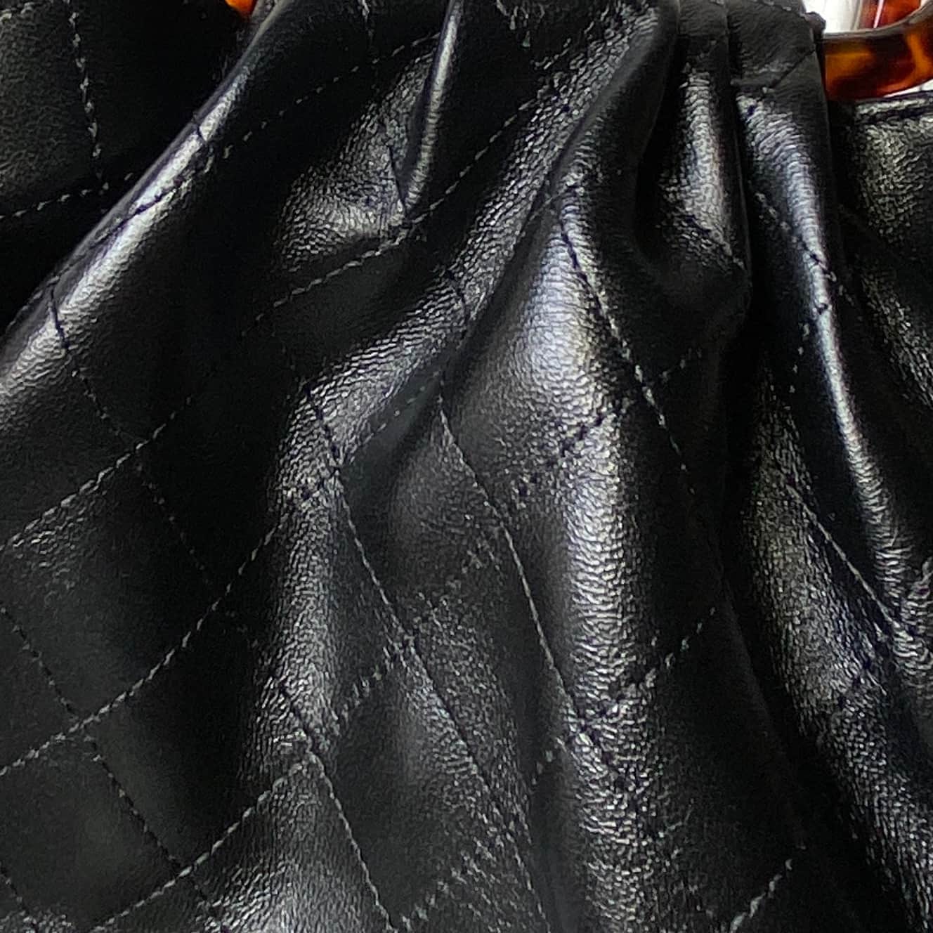 Chanel Medium Hobo Bag Lambskin-Shell Effect Plexi & Gold-Tone Metal Black AS6010 High