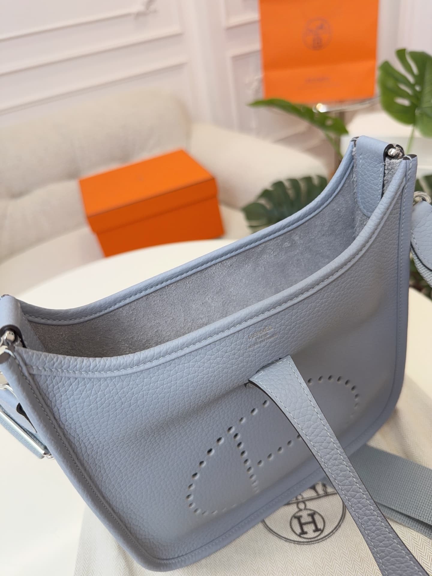 Hermes Evelyne Mini 23 Bag Calfskin In Puppet Gray WAX High