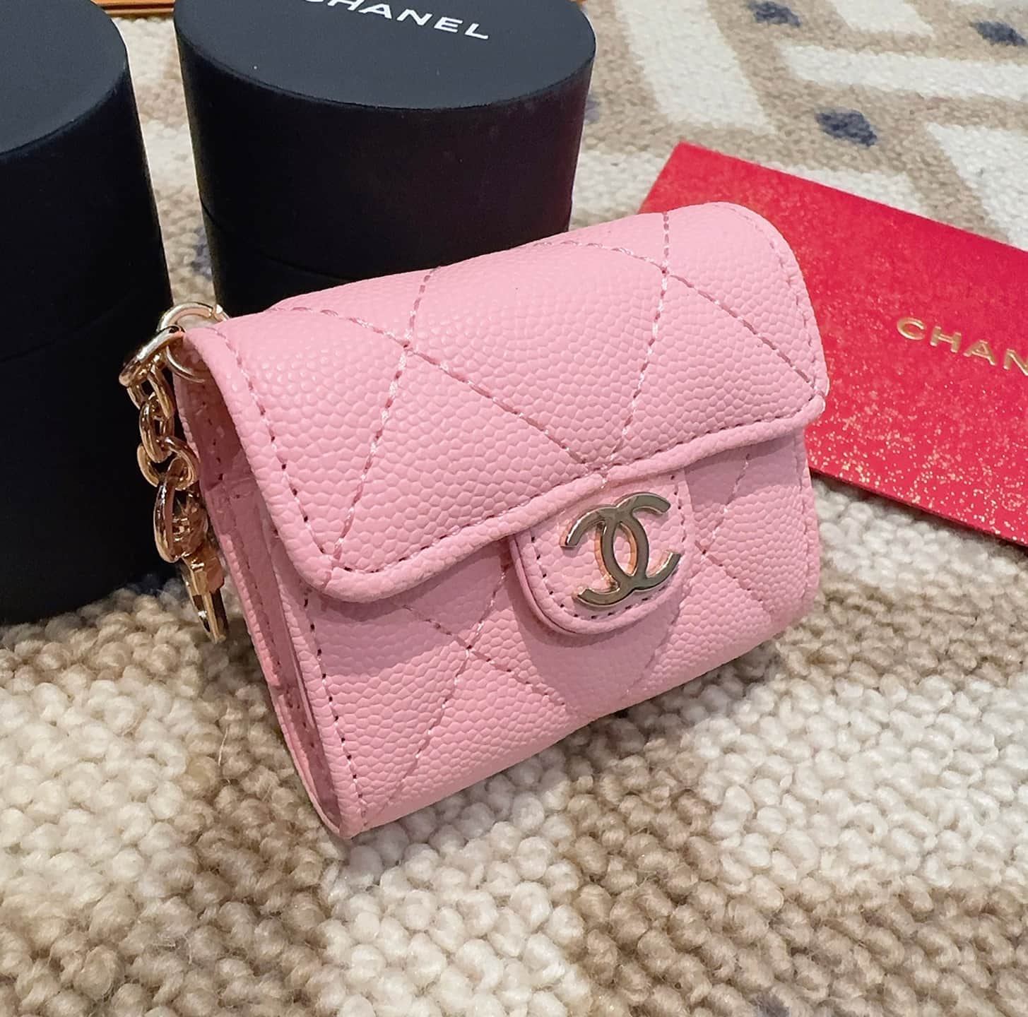 Chanel Caviar Quilted Headphone bag  With Chain