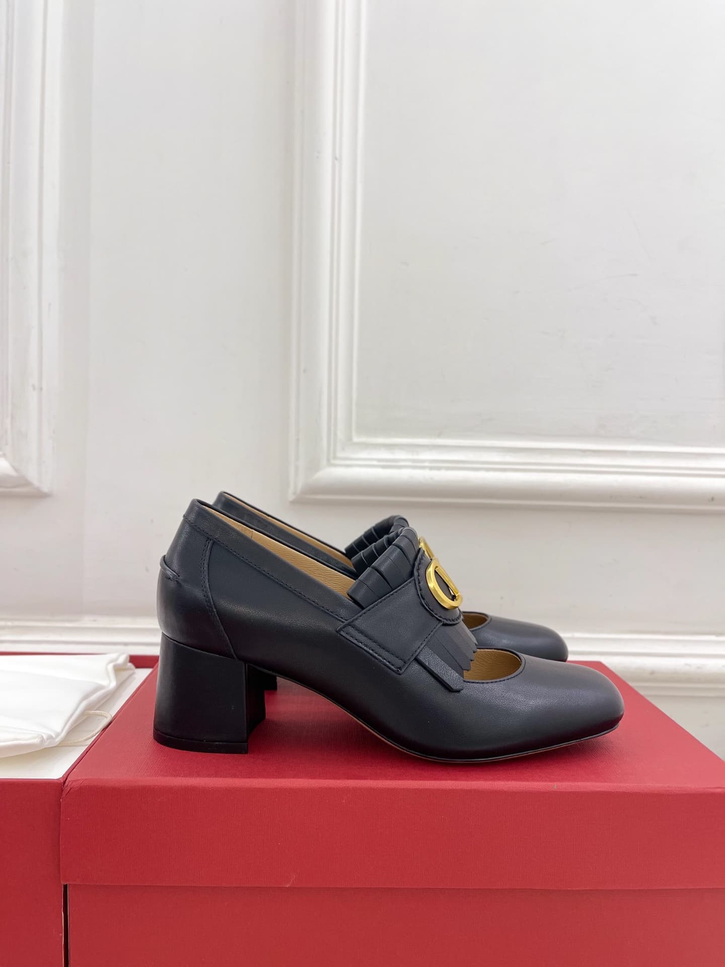 Valentino Vlogo Signature Fringed Calfskin Pump Shoes Women