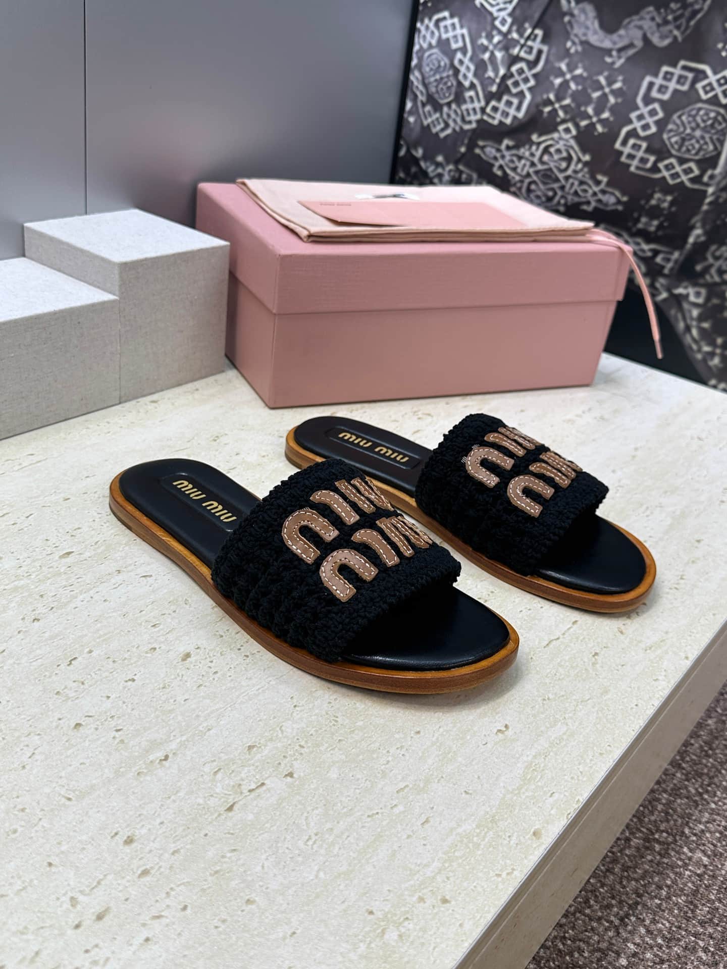 Miu Miu Crochet Slide Sandal Shoes Women