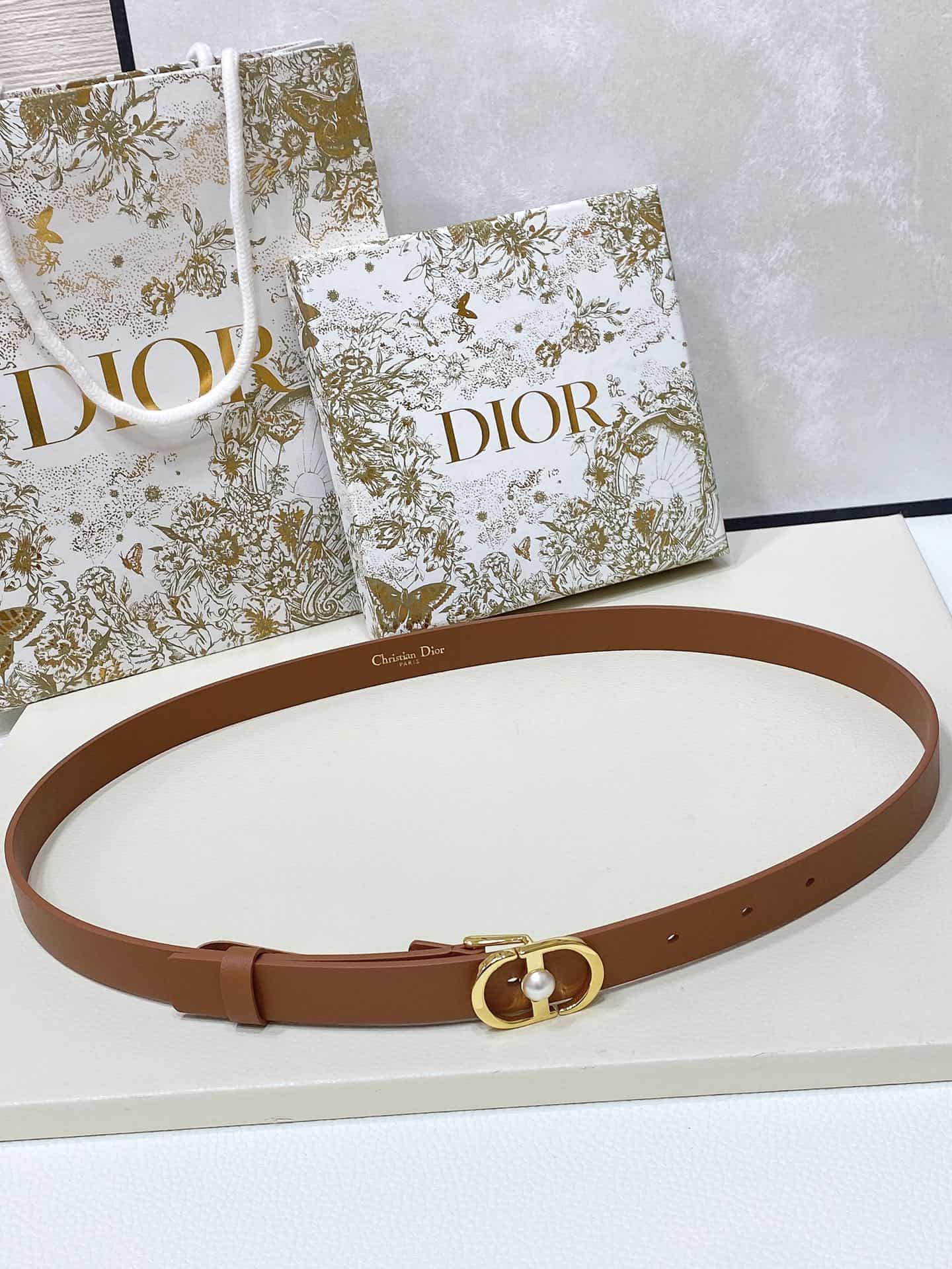 Dior Montaigne Jolie Belt 15/20MM Calfskin Gold/Silver High