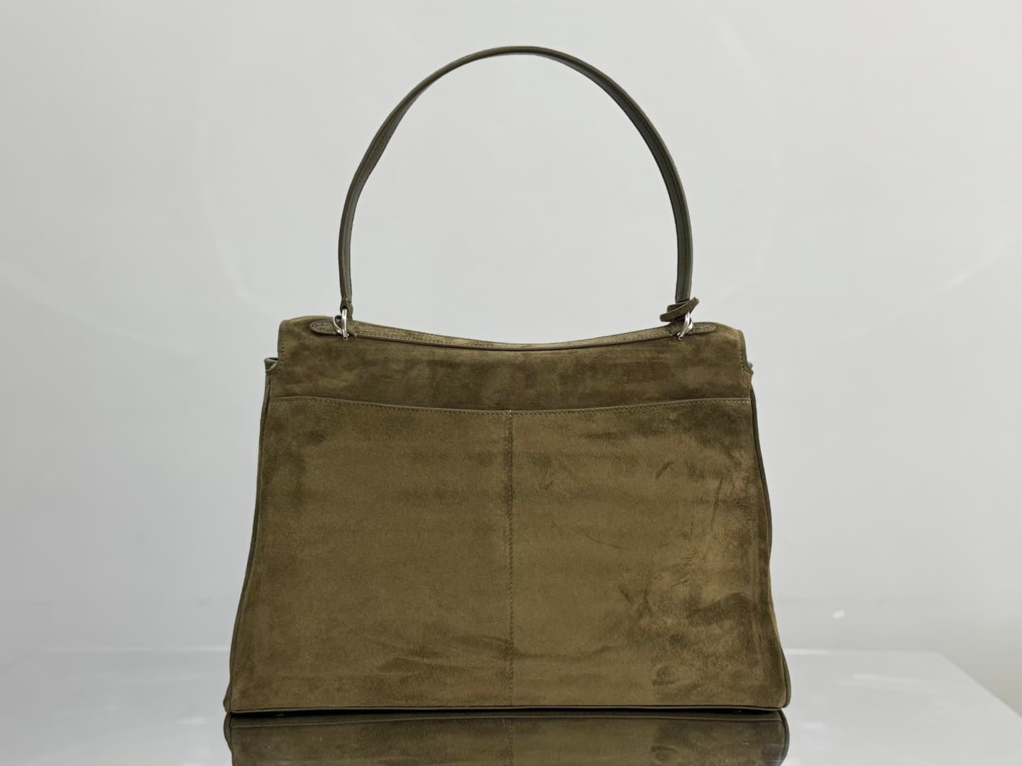 Balenciaga Rodeo Large Bag in Khaki Waxed Suede Calfskin With Silver-Tone Metal TOP