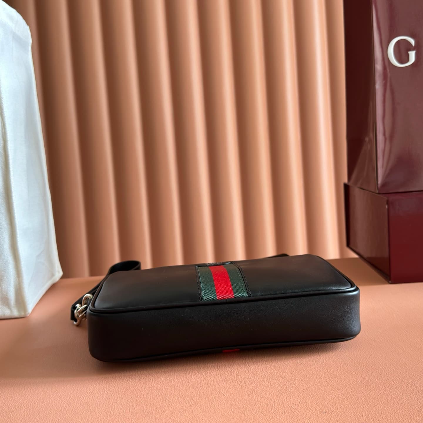 Gucci Web Trademark small crossbody bag Black soft leather ‎866982 High