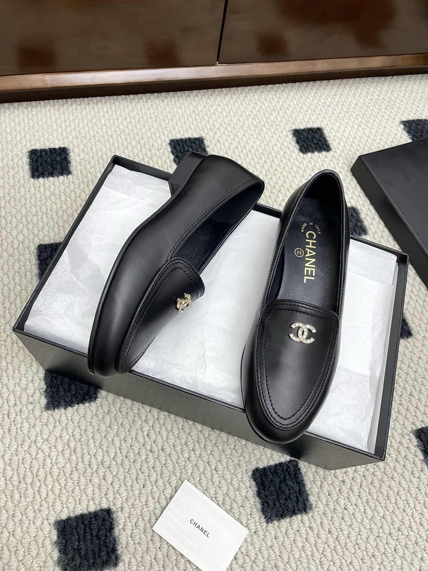 Chanel Lambskin CC Mocassin Loafers shoes Women