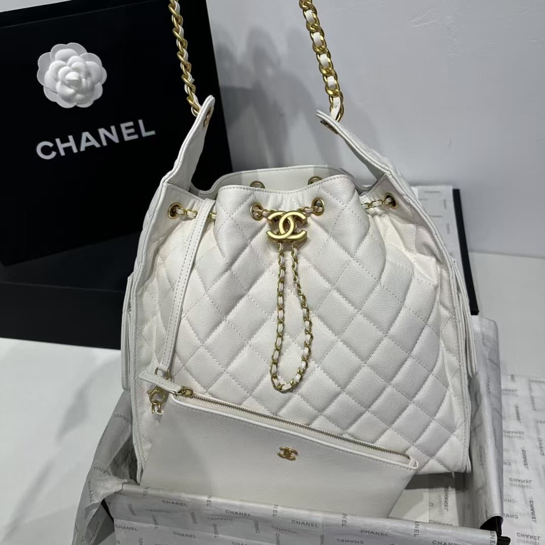 Chanel 25 Medium Hobo Medium handbag AS5311 Grained Calfskin & Gold-tone Metal White A