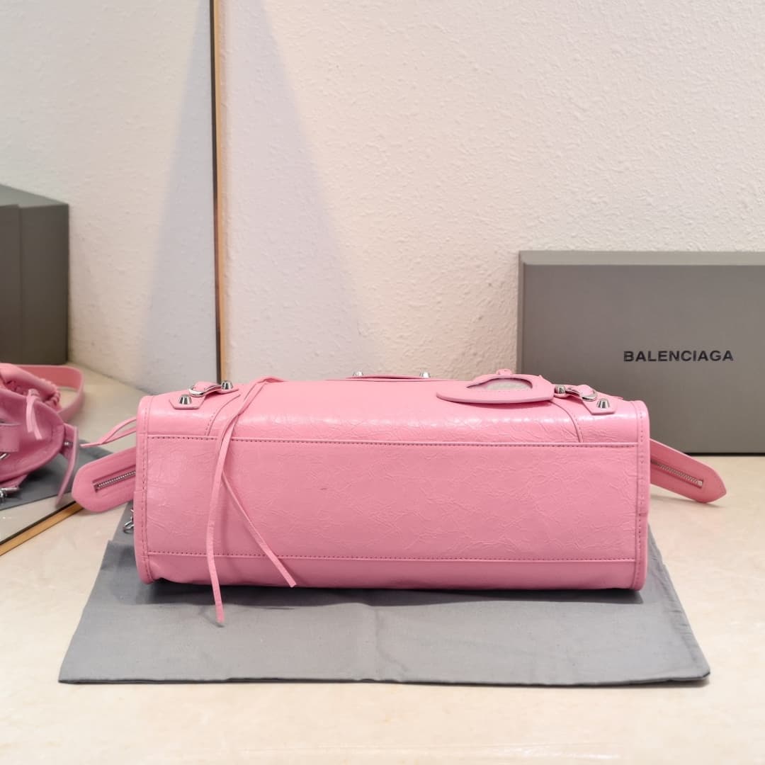 WOMEN'S LE CITY Medium Bag Silver Metal Pink High